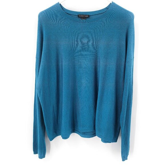 EILEEN FISHER Jewel Long Sleeve Crew Neck Tencel Box Top - Picture 1 of 4